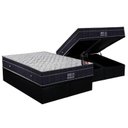 Ver imagem 1 de Cama Box Baú Queen: Colchão Molas Ortobom Nanolastic Airtech Progressive + Base CRC Suede Black(158x
