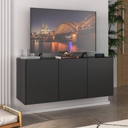 Rack para Tv até 32 Polegadas com 3 Portas Suspenso Multimóveis Mp1066 Preto - 2