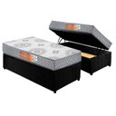 Ver imagem 1 de Cama Box Baú Solteiro: Colchão Espuma Polar D28 Pérola + Base CRC Suede Black(88x188)