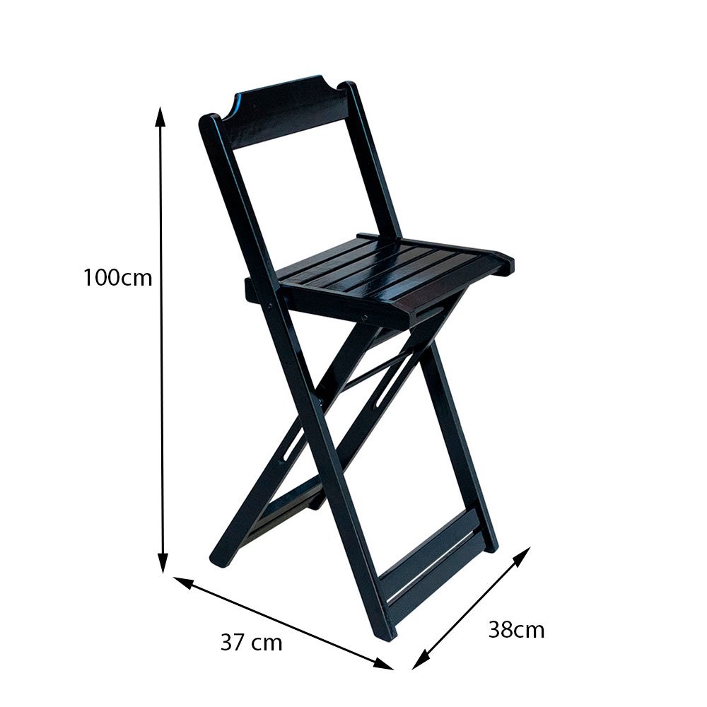 Jogo de Mesa Bistrô de Madeira com 2 Cadeiras Dobravel Ideal para Bar e Restaurante Preto - 4