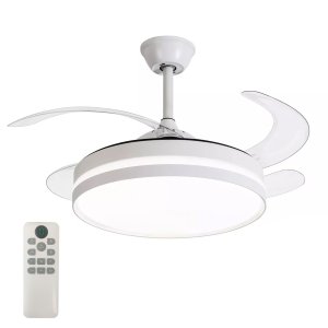 Ventilador Lampada de Teto Retratil Grande Lustre Led 3 em 1 Controle Ajustavel Quarto Casa Apartame