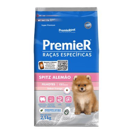 Ração para Cães Raça Spitz Filhote Sabor Frango embalagem 2,5kg PREMIER - 1