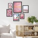 Ver imagem 1 de Kit Composição 6 Quadros Praia Cor de Rosa - com Vidro:madeira Preta