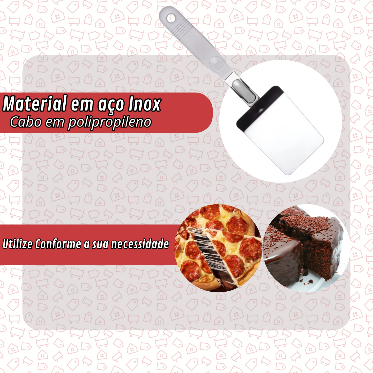 Espátula Inox 26,5cm para Pizza Cabo Antiderrapante - 4