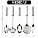 Ver imagem 2 de Kit 5 Utensílios de Cozinha em Aço Inox com Cabos Longos e Argola para Pendurar Inox Aquilae
