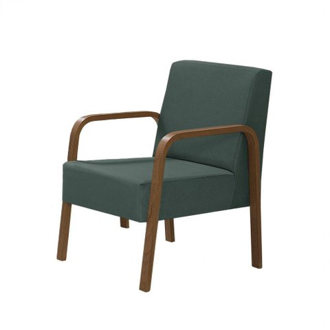 Poltrona Decorativa 1 Lugar Jade Braço Madeira Suede Verde