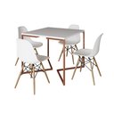 Ver imagem 2 de Mesa Industrial Jantar Quadrada Branca 90x90cm Base Cobre V com 4 Cadeiras Eames Eiffel Brancas Made