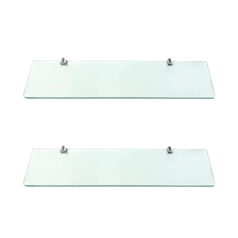 Kit 2 Prateleira Porta Shampoo para Banheiro Vogue Luxo Vidro Incolor