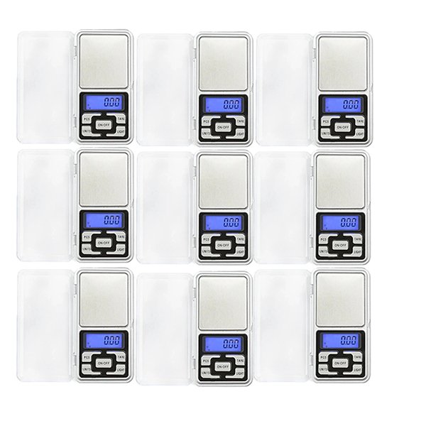 KIT 9 Mini Balanças Digitais Pocket Scale de Alta Precisão Eletrônicas Portáteis de Bolso 500g:Prata - 1