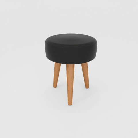 Banqueta Baixa Cozinha 48cm Estofada Preto Madeira Maciça Urban