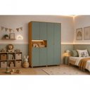Ver imagem 1 de Guarda Roupa Infantil Vittoria 4 Portas de Bater 2 Gavetas MDP Cinamomo Sálvia 150cm Vittoria