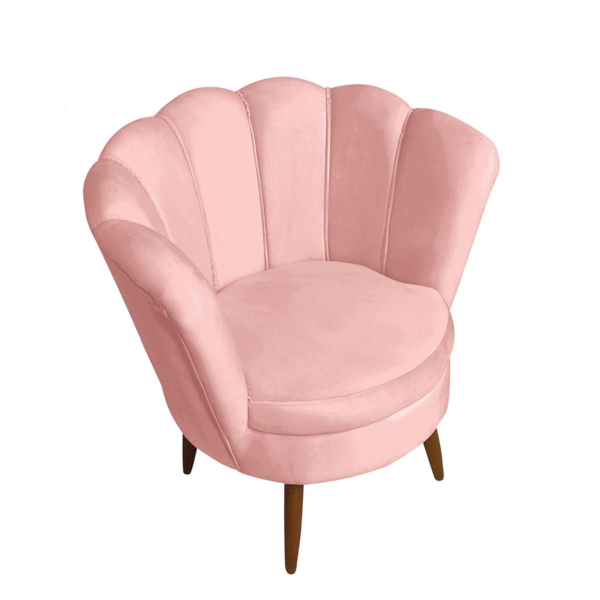 Poltrona Pétala para Decoração de Quarto e Sala Veludo Rosa