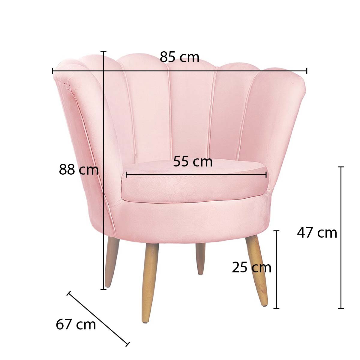 Poltrona Pétala para Decoração de Quarto e Sala Veludo Rosa - 5