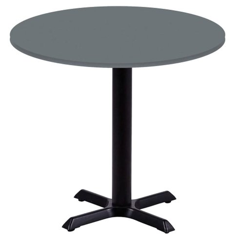 Mesa Ômega Ferro Preto 74 Cm (alt) Base em X Tampo Mdp Redondo 60 Cm (larg) X 2,50 Cm (alt) Grafito