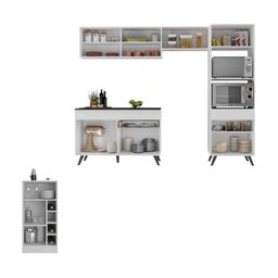 Armário de Cozinha Modulado com Bancada Americana Multimóveis Mp2209 Branco/preto - 4 Armário de Cozinha Modulado com Bancada Americana Multimóveis Mp2209 Branco/preto - 4