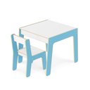 Ver imagem 1 de Conjunto Mesa Infantil Madeira Cadeira Infantil Mesinha Poltrona Azul MDF Crianca Escolar Cadeirinha