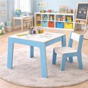 Ver imagem 2 de Conjunto Mesa Infantil Madeira Cadeira Infantil Mesinha Poltrona Azul MDF Crianca Escolar Cadeirinha