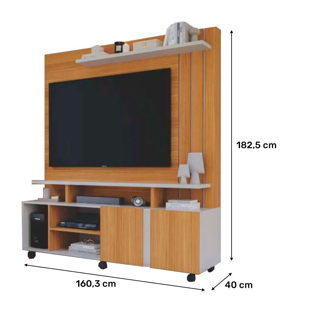 Estante Home Valência com 2 Portas e Painel para TV até 55 Polegadas Permóbili Nature/Off White - 5