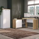 Ver imagem 2 de Mesa Escritorio em L 168x135 cm e Armario 140x70 cm Olmo Branco Artany