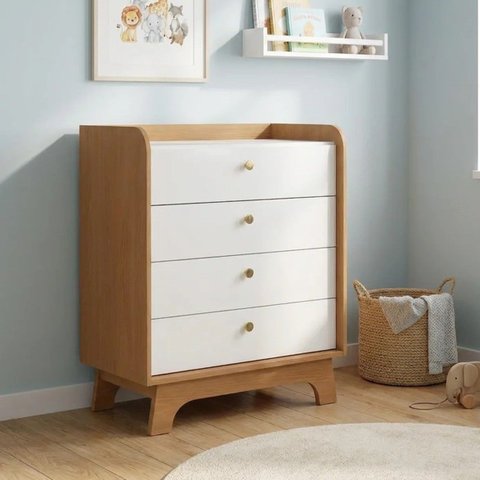 Cômoda Infantil 4 Gavetas Encanto 100 x 81cm Canela/Branco
