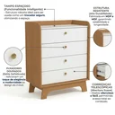 Ver imagem 4 de Cômoda Infantil 4 Gavetas Encanto 100 x 81cm Canela/Branco