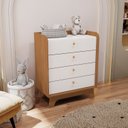 Ver mais imagens de Cômoda Infantil 4 Gavetas Encanto 100 x 81cm Canela/Branco