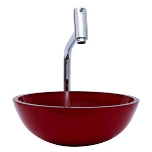 Cuba Para Banheiro de Vidro Redonda cores especiais 35 cm + Válvula Click - Vermelho