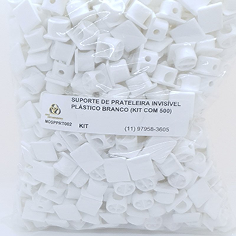 Suporte De Prateleira Invisível Plástico Branco (Kit Com 500) - 3