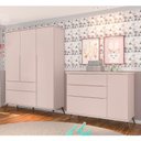 Ver imagem 2 de Jogo de Quarto Infantil Retrô Alice Guarda Roupa e Cômoda com Porta Rosê - PR Baby