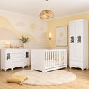 Ver imagem 1 de Quarto de Bebê Completo com Berço Americano 3 em 1 e Colchão Incluso Flor Multimóveis MP4928