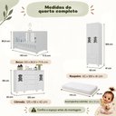 Ver imagem 7 de Quarto de Bebê Completo com Berço Americano 3 em 1 e Colchão Incluso Flor Multimóveis MP4928
