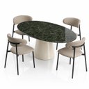 Ver imagem 3 de Mesa de Jantar Cone Oval 160x90 cm Tampo Mármore Verde Guatemala Base Laca Off White