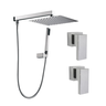 Kit Ducha Quadrada 20x20 Slim com Desviador e 2 Acabamentos P Registro Base Deca até 1'' Pol Cromado - 1