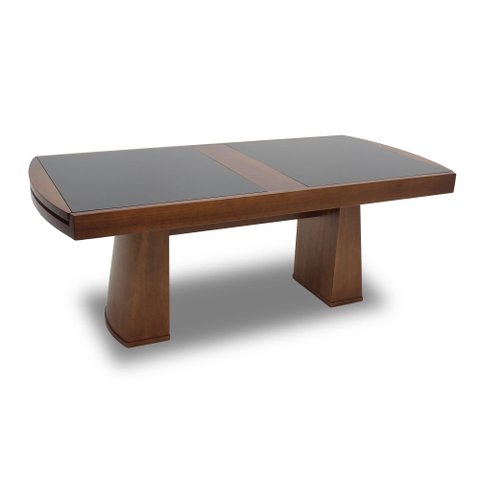 Mesa de Jantar Extensível Isabela 1,62/2,22m e 2,00/2,78m Mmj-nc Nc-pinhão/vidro Preto 2,00m Abre 2,