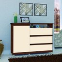 Ver imagem 1 de Cômoda 3 Gavetas 1 Porta Munique Bege/Mel/Perola