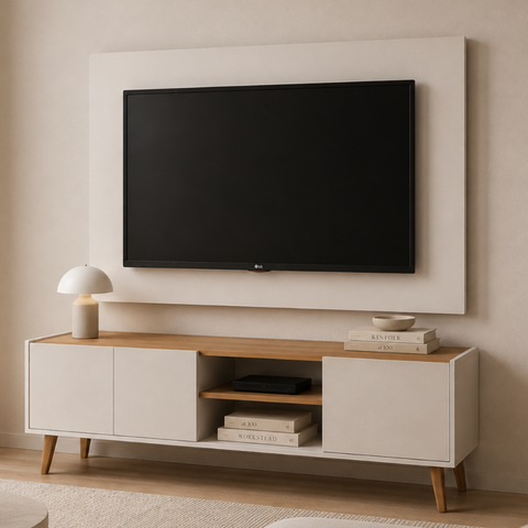 Painel com Rack Funcional para TV Moscou 136cm Byhouse