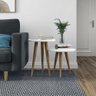 Conjunto Mesa Lateral e Apoio Retrô com Pé Palito de Madeira Lírio:branco - 2