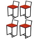 Ver imagem 1 de Kit 4 Banqueta Baixa Para Cozinha Preta Industrial Assento Estofado