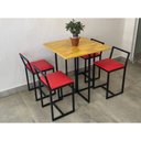 Ver imagem 5 de Kit 4 Banqueta Baixa Para Cozinha Preta Industrial Assento Estofado