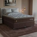Ver imagem 1 de Cama Box Queen + Colchão Comfort Class Pillow Top 158x198cm Marrom/suede Marrom