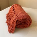 Ver imagem 3 de Kit 2 Manta para Sofá e Peseira de Cama Terracota e Cru Detalhe em Quadriculado 1,20x1.80