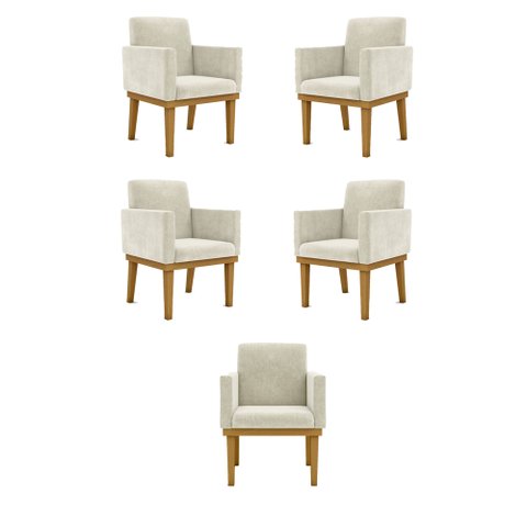 Kit 5 Poltronas Decorativa Reforçada Oferta - Balaqui Decor Cor:Bege