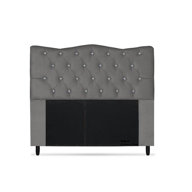 Cabeceira Dunas Casal 140cm com Strass Suede: Cinza