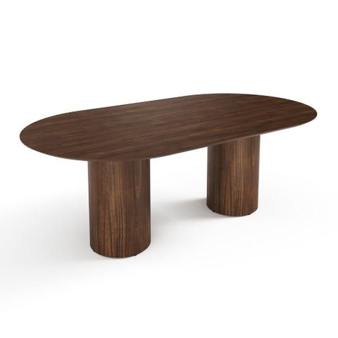 Mesa de Jantar West 200cm X 100cm 6 Lugares Lâmina Natural de Madeira Castanho