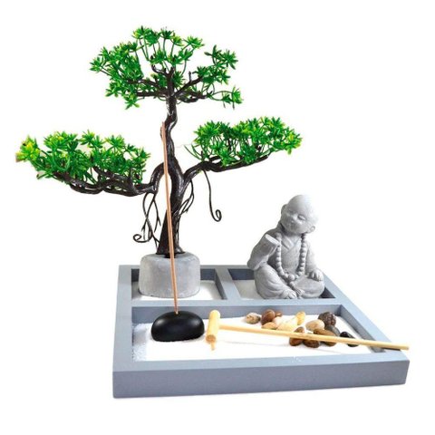 Terrário Bandeja Areia Altar Jardim Zen Decorativo Buda Madeira 20cm