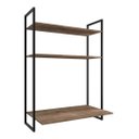 Ver imagem 2 de Escrivaninha Suspensa com Duas Prateleiras Castanho Home Office Escritorio Estudos