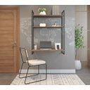 Ver imagem 1 de Escrivaninha Suspensa com Duas Prateleiras Castanho Home Office Escritorio Estudos