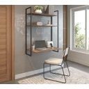 Ver imagem 4 de Escrivaninha Suspensa com Duas Prateleiras Castanho Home Office Escritorio Estudos