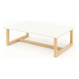Mesa Branca Retangular de Centro com Pés Pinus Moderno - 5
