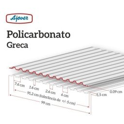 Telha Policarbonato 244cm x 99cm Grega Ajover - 5